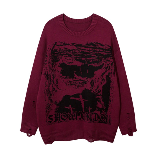 Vintage Y2K Oversize Anime Sweater for Men & Women