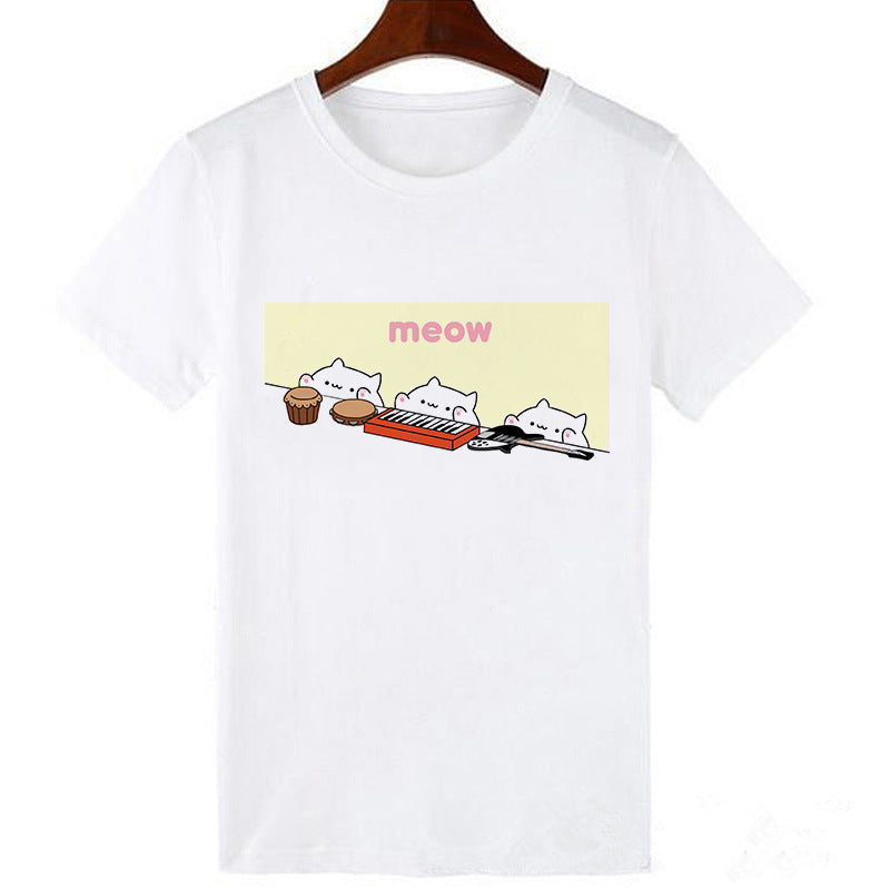 Kawaii Skull Cat Girl T-Shirt Top