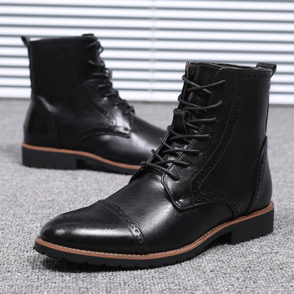 Plus Size British Style Leather Boots for Men