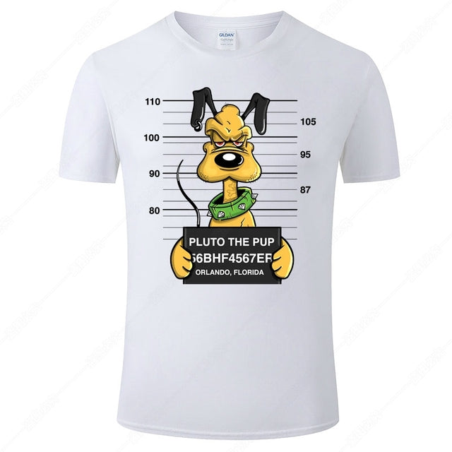 Disney Cotton Men's T-Shirt with Funny Pluto Dog Design