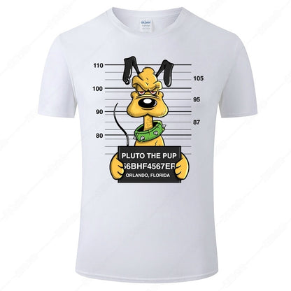 Disney Cotton Men's T-Shirt with Funny Pluto Dog Design