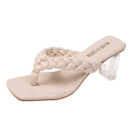 Korean Style Women's Thick Heel Flip-Flops