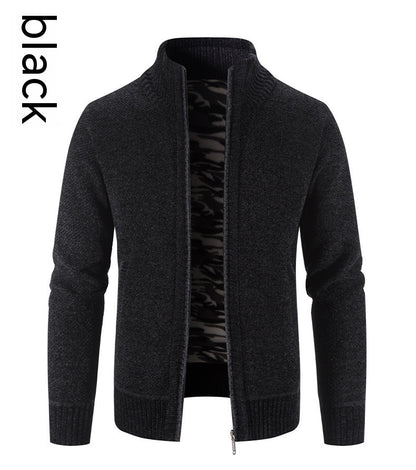 Men's Fleece Lined Knitwear Jacket for Autumn Winter