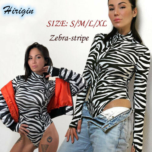 Summer Women's Zebra Striped High-Neck Jumpsuit