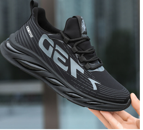 Trendy Black Thick Sole Dad Sneakers for Men