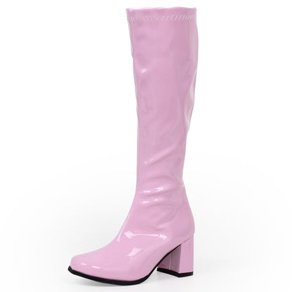 Thick-Heeled Patent Leather Martin Boots (9cm Heel)