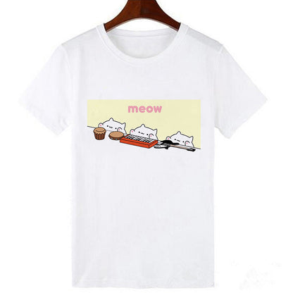 Kawaii Skull Cat Girl T-Shirt Top