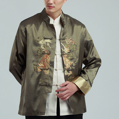 Men's Chinese Style Embroidered Dragon Jacket Tops