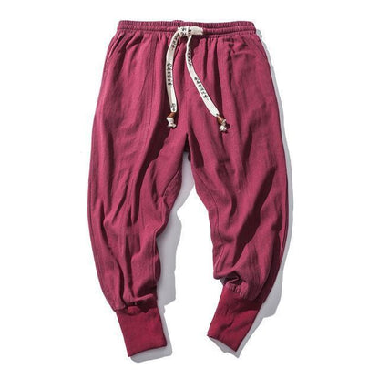 Men's Loose Harem Pants with Cuffed Hem and Lantern Style