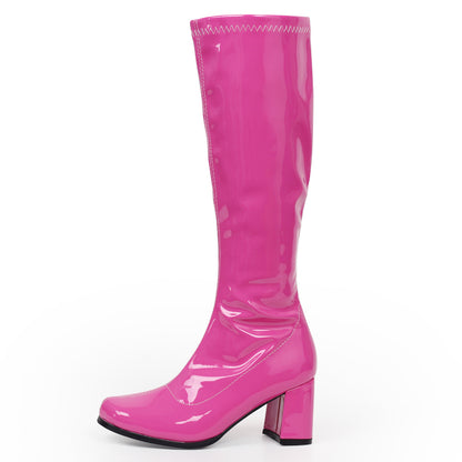 Thick-Heeled Patent Leather Martin Boots (9cm Heel)