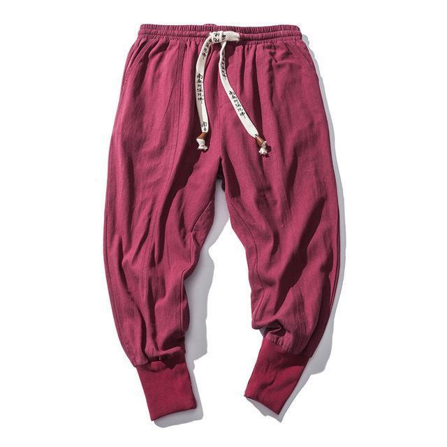 Men's Loose Harem Pants with Cuffed Hem and Lantern Style