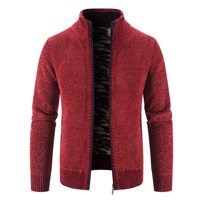 Men's Fleece Lined Knitwear Jacket for Autumn Winter