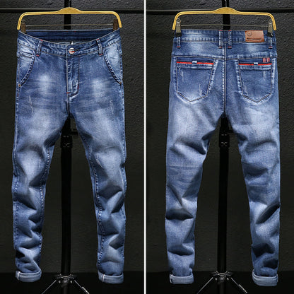 Fleece-lined Men's Slim Fit Jeans for Autumn & Winter