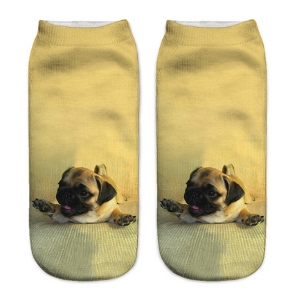 3D Cartoon Animal Print Socks - Cat Design