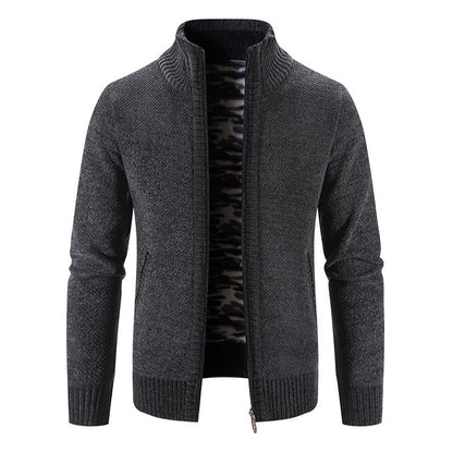 Men's Fleece Lined Knitwear Jacket for Autumn Winter
