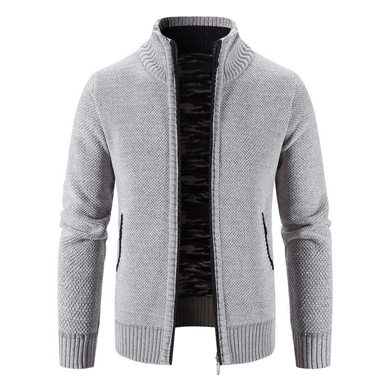 Men's Fleece Lined Knitwear Jacket for Autumn Winter