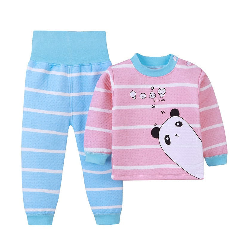 Kids' High Waist Cotton Cartoon Thermal Underwear Set