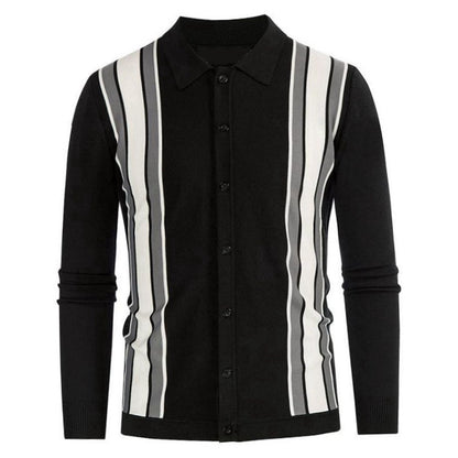 Men's Spring Thin Knitted Striped Shirt