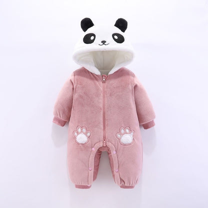 Winter Panda Baby Hoodie Jumpsuit for Newborns