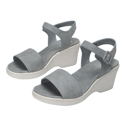 Women's Thick Bottom Wedge Sandals with Ankle Buckle