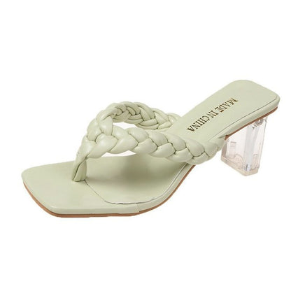 Korean Style Women's Thick Heel Flip-Flops