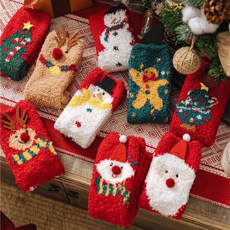 Cozy Cute Coral Fleece Plush Sleep Socks