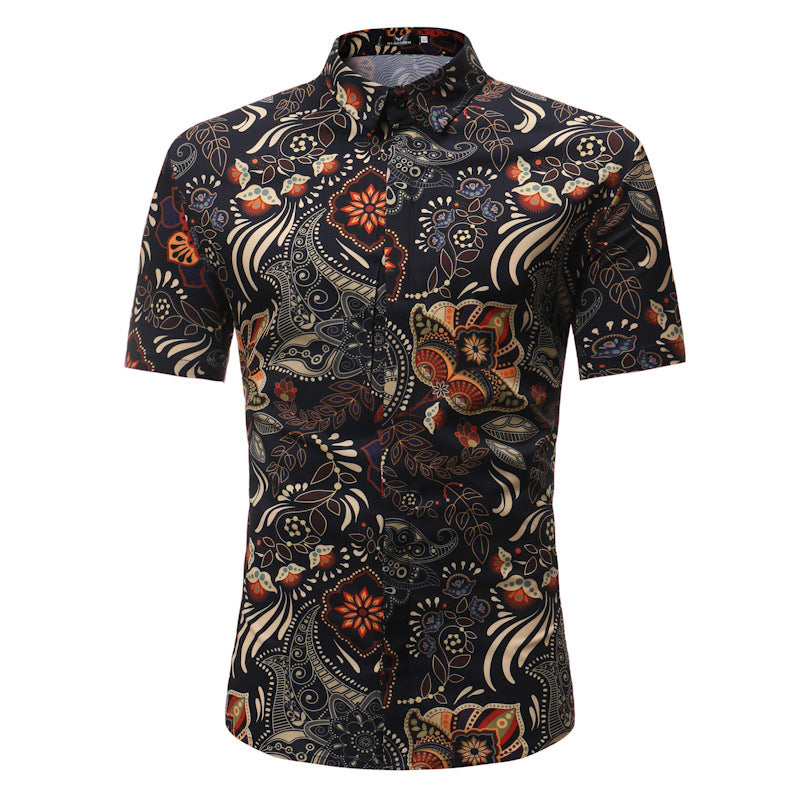 Floral Short-Sleeved Casual Shirt