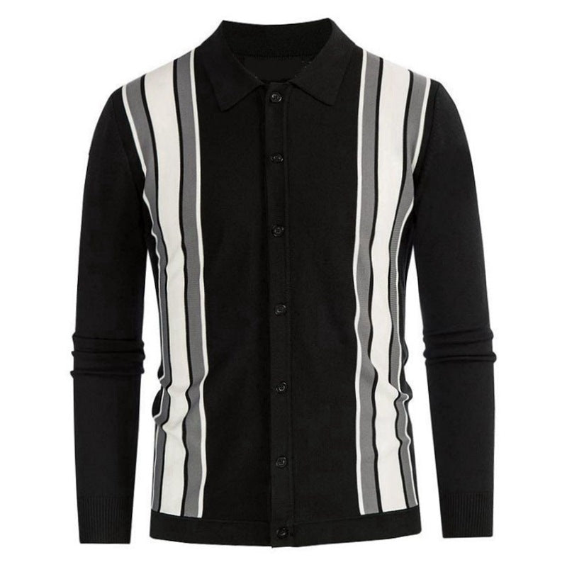 Men's Spring Thin Knitted Striped Shirt