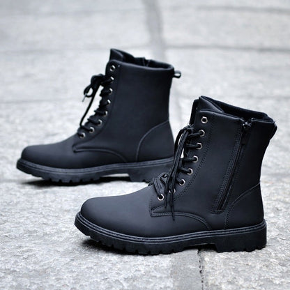 British Style High-Top Leather Tooling Boots