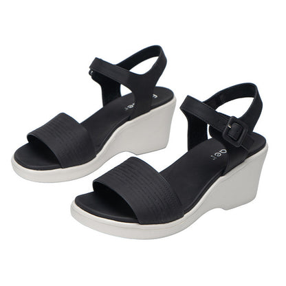 Women's Thick Bottom Wedge Sandals with Ankle Buckle