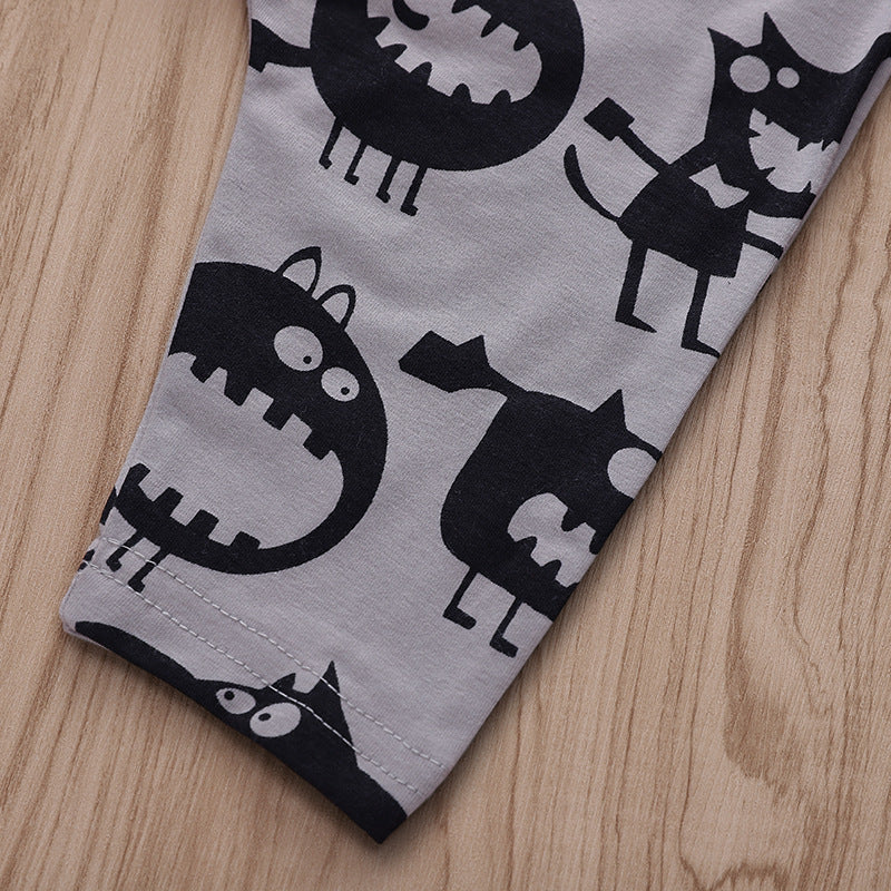 Baby Cotton Pants with Monster Print for Autumn