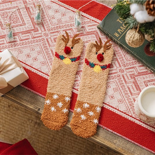 Cozy Cute Coral Fleece Plush Sleep Socks
