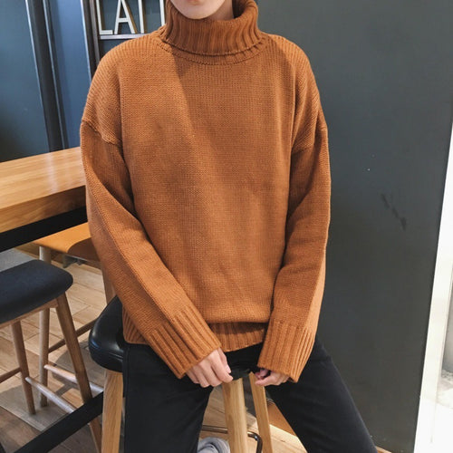 Men's Turtleneck Sweater - Loose Fit Fall Winter Knit