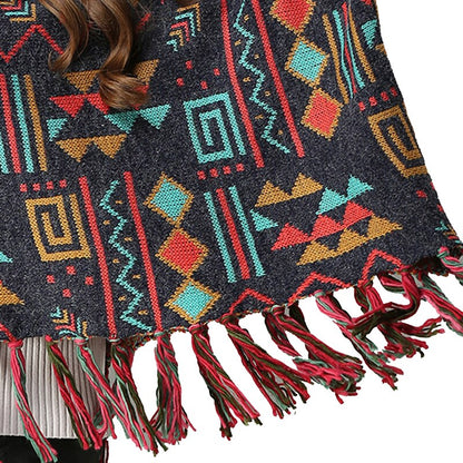 Plus Size Women's Batwing Sweater with Fringe Knit