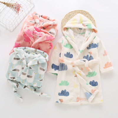 Children's Flannel Bathrobe and Loungewear Outfit