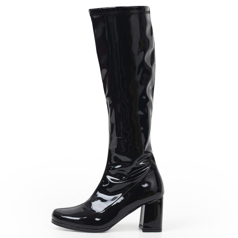 Thick-Heeled Patent Leather Martin Boots (9cm Heel)