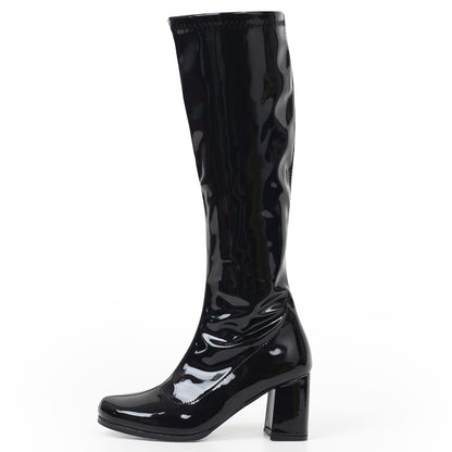 Thick-Heeled Patent Leather Martin Boots (9cm Heel)