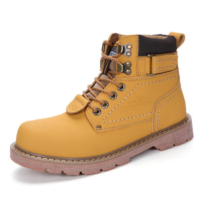 British Style Winter High-Top Velvet Cowhide Boots