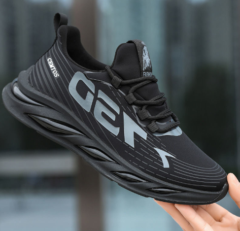 Trendy Black Thick Sole Dad Sneakers for Men