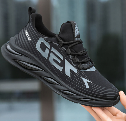 Trendy Black Thick Sole Dad Sneakers for Men