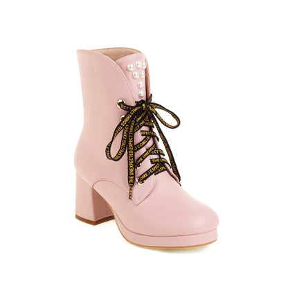 Women's High-Heeled Thick-Soled Martin Boots for Fall/Winter
