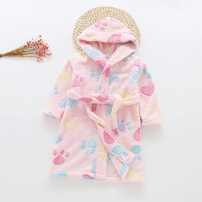 Children's Flannel Bathrobe and Loungewear Outfit