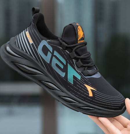Trendy Black Thick Sole Dad Sneakers for Men