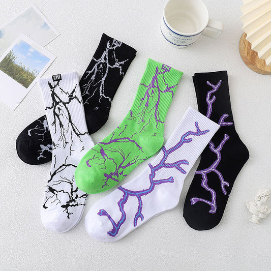 Korean Harajuku Hip-Hop Style Lightning Skateboard Socks