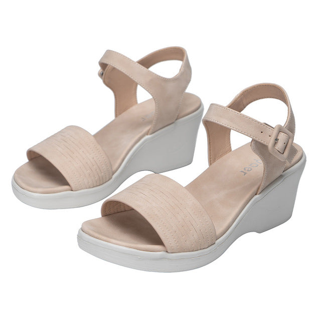Women's Thick Bottom Wedge Sandals with Ankle Buckle