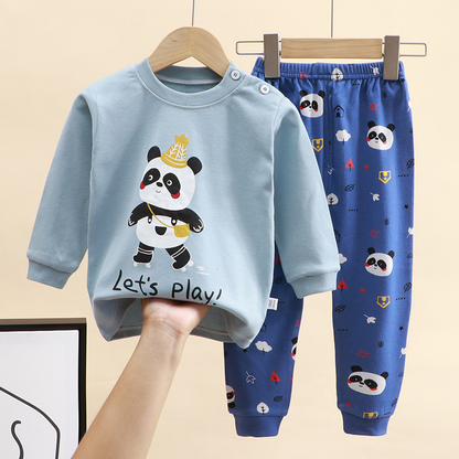 Kids' High Waist Cotton Cartoon Thermal Underwear Set