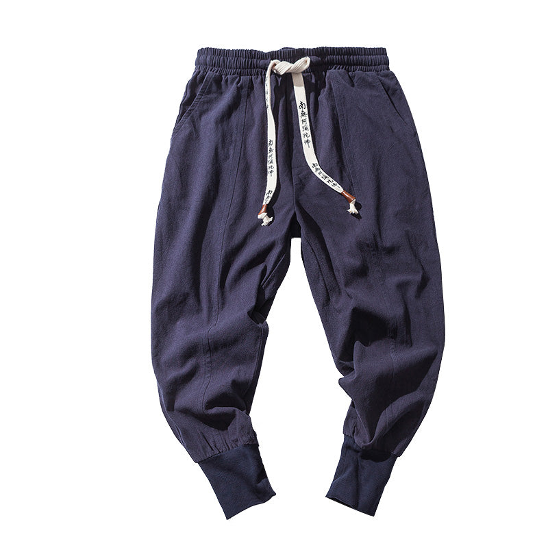 Men's Loose Harem Pants with Cuffed Hem and Lantern Style