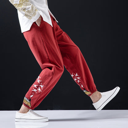 Chinese Style Men's Plus Size Casual Retro Trousers