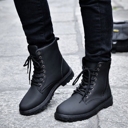 British Style High-Top Leather Tooling Boots