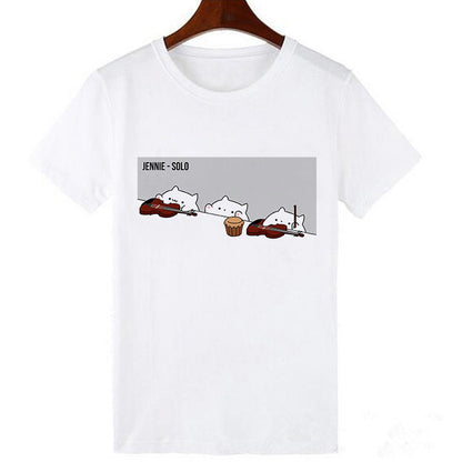 Kawaii Skull Cat Girl T-Shirt Top